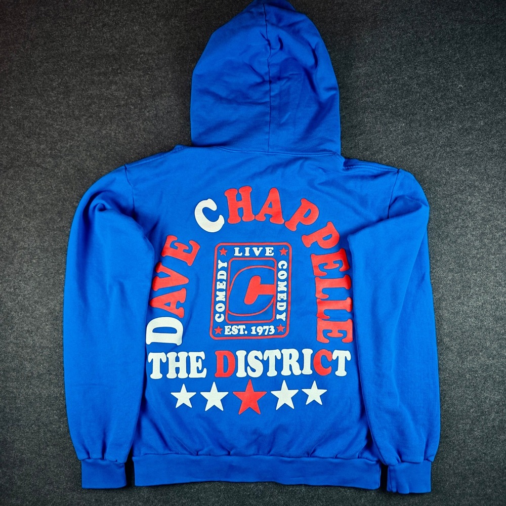 Dave Chappelle Blue Washington DC Hoodie Graphic Pullover Oversized Size S